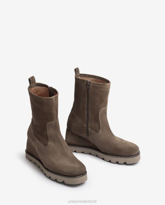 Unisa 02B0974 enkellaarsje met rubberen zool vrouwen bruin