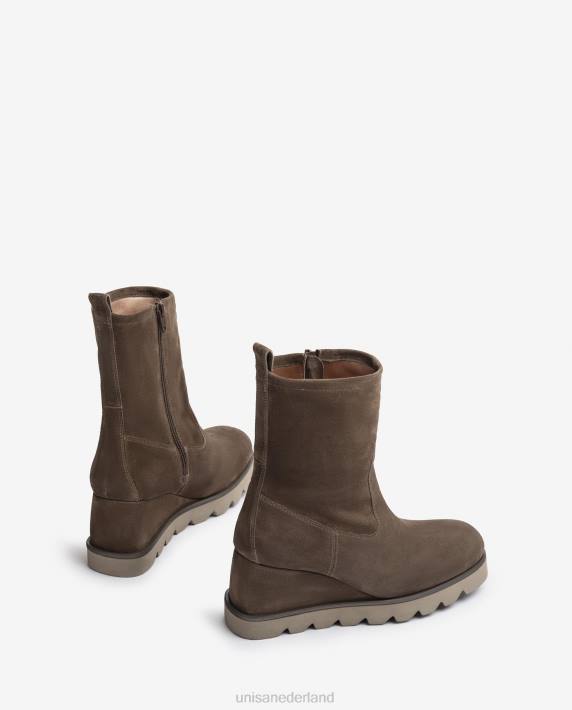 Unisa 02B0974 enkellaarsje met rubberen zool vrouwen bruin