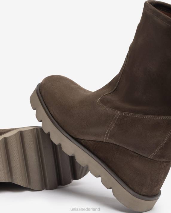 Unisa 02B0974 enkellaarsje met rubberen zool vrouwen bruin