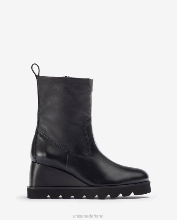 Unisa 02B0975 enkellaarsje met rubberen zool vrouwen zwart