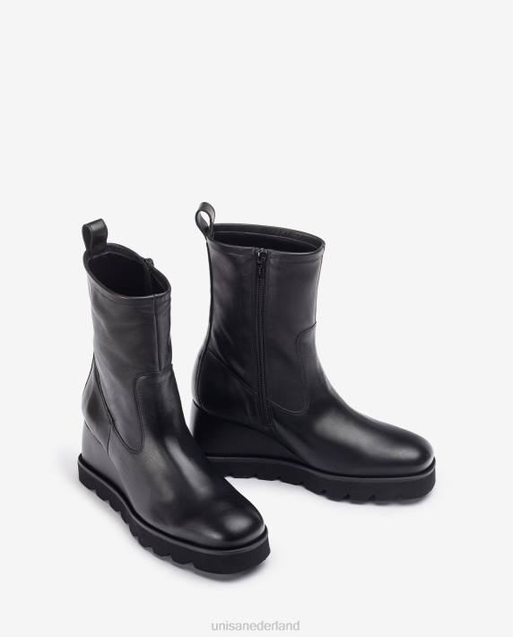 Unisa 02B0975 enkellaarsje met rubberen zool vrouwen zwart