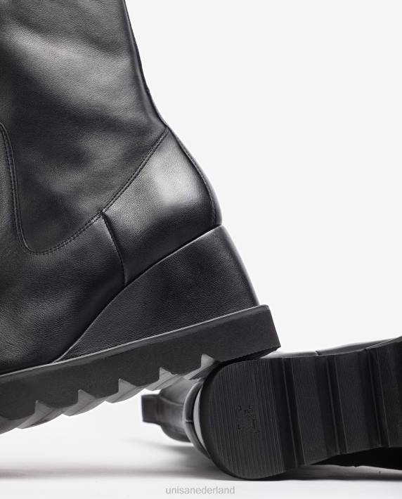 Unisa 02B0975 enkellaarsje met rubberen zool vrouwen zwart