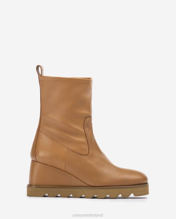 Unisa 02B0976 enkellaarsje met rubberen zool vrouwen bruin