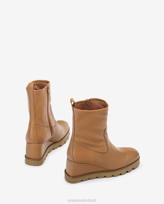 Unisa 02B0976 enkellaarsje met rubberen zool vrouwen bruin