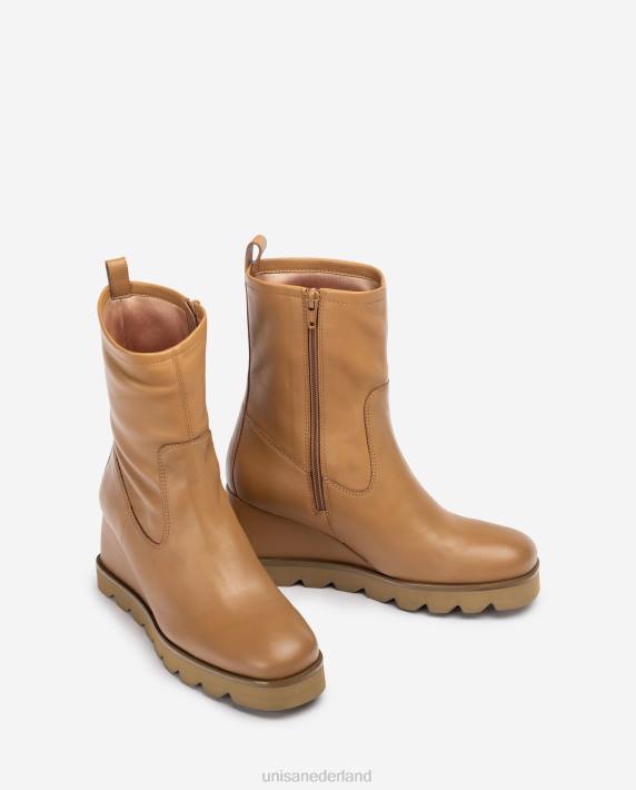 Unisa 02B0976 enkellaarsje met rubberen zool vrouwen bruin