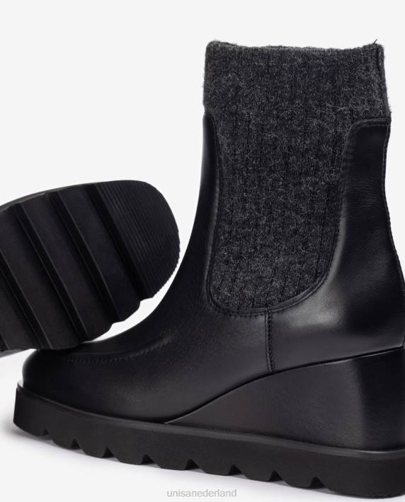 Unisa 02B0979 enkellaars met geribbeld stoffen kwart vrouwen mode