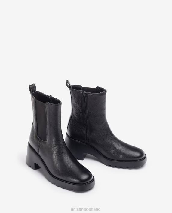 Unisa 02B0984 enkellaarsje met zijvouwen en een ritssluiting vrouwen mode