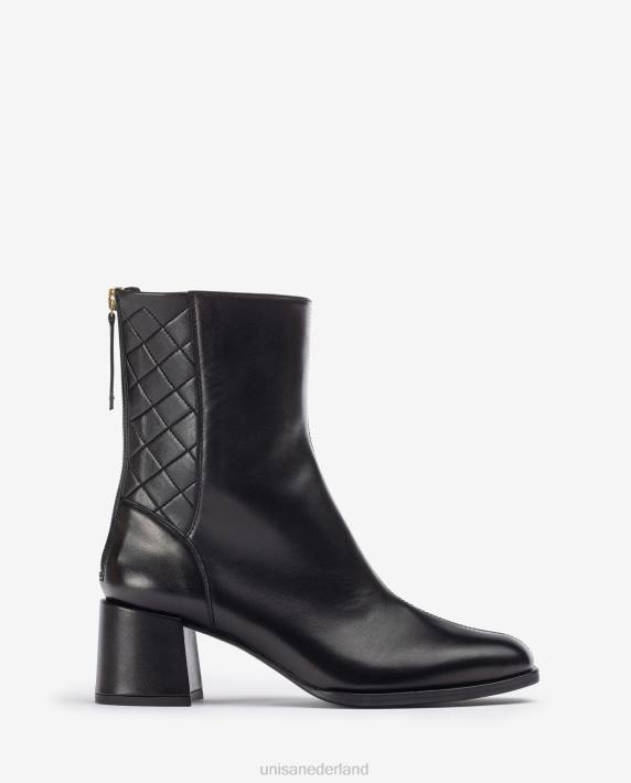 Unisa 02B0990 Enkellaars met vierkante neus en brede hak vrouwen zwart