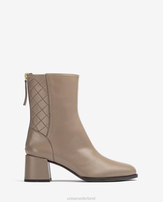 Unisa 02B0991 Enkellaars met vierkante neus en brede hak vrouwen bruin