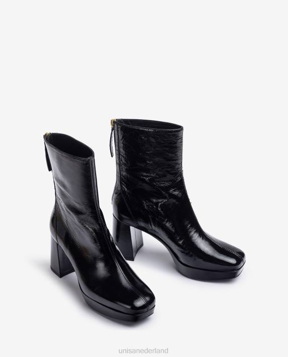 Unisa 02B0992 enkellaarsje met hak en plateauzool vrouwen zwart