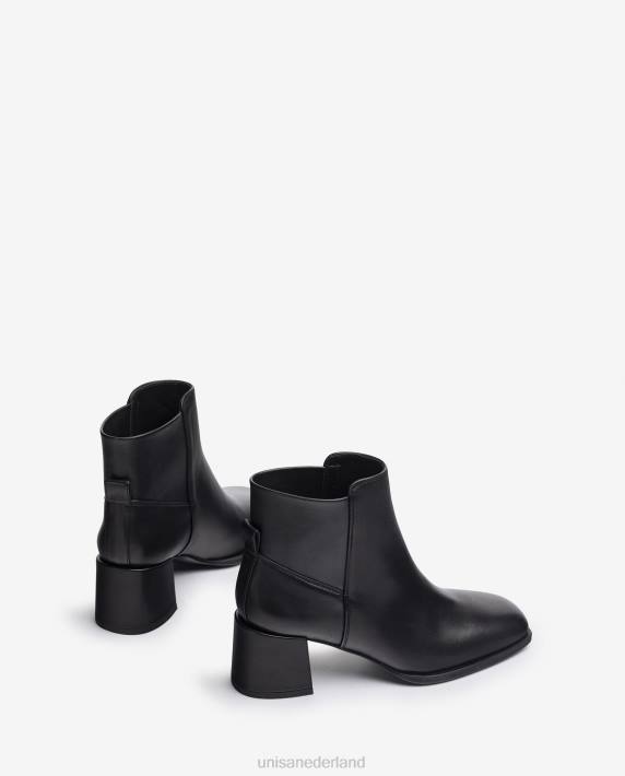 Unisa 02B0995 enkellaars met zijvouwen vrouwen zwart