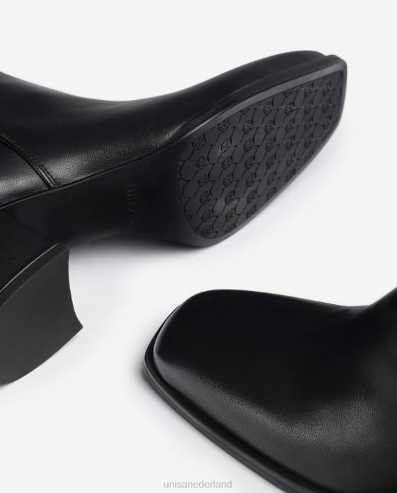 Unisa 02B0995 enkellaars met zijvouwen vrouwen zwart