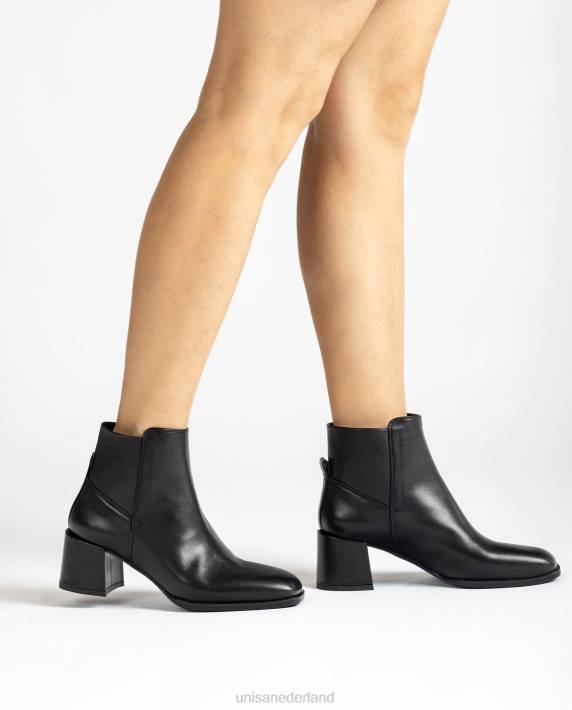 Unisa 02B0995 enkellaars met zijvouwen vrouwen zwart