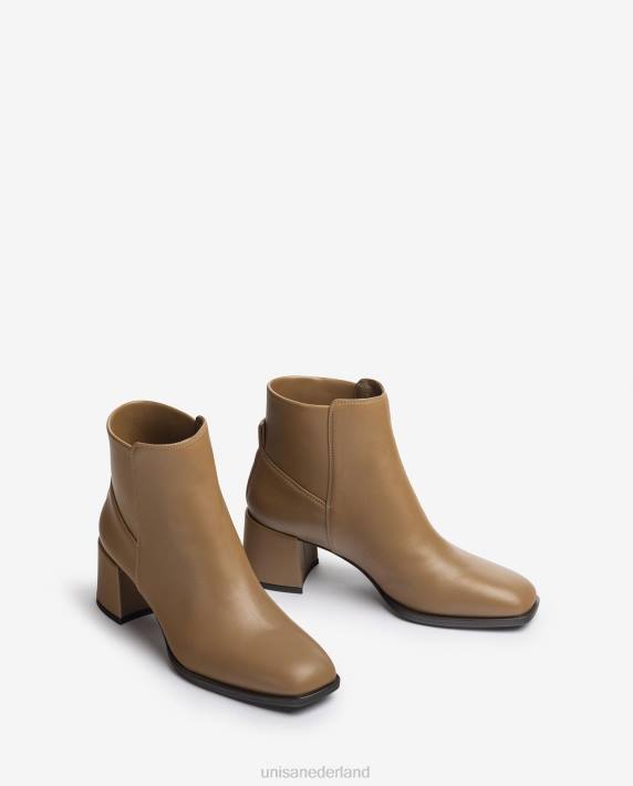 Unisa 02B0996 enkellaars met zijvouwen vrouwen bruin