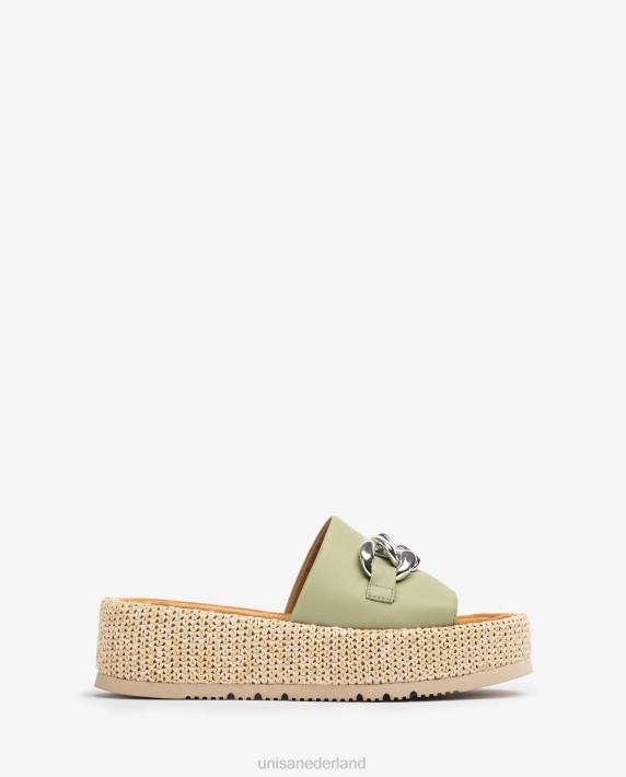 Unisa 02B0800 sandaal met een ketting aan het voorblad vrouwen groente