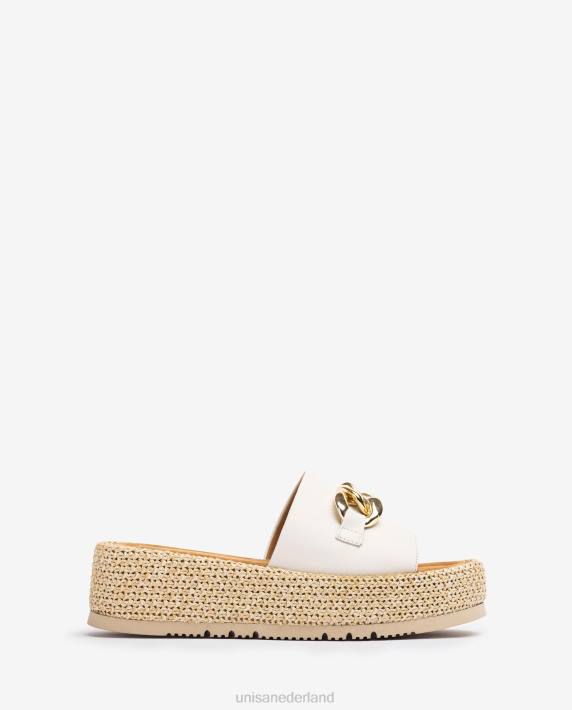 Unisa 02B0801 sandaal met een ketting aan het voorblad vrouwen wit