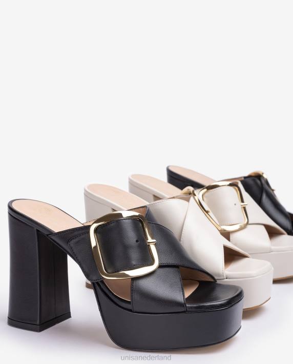 Unisa 02B0808 brede gekruiste sandaal vrouwen zwart