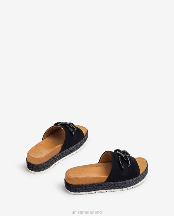 Unisa 02B0810 sandaal met kettingversiering vrouwen zwart