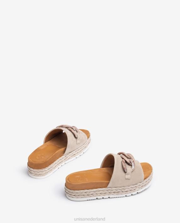 Unisa 02B0811 sandaal met kettingversiering vrouwen beige