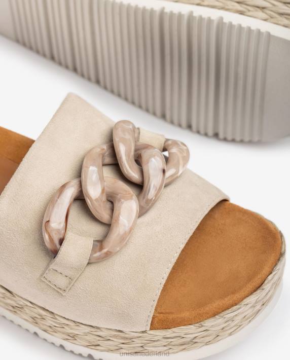 Unisa 02B0811 sandaal met kettingversiering vrouwen beige