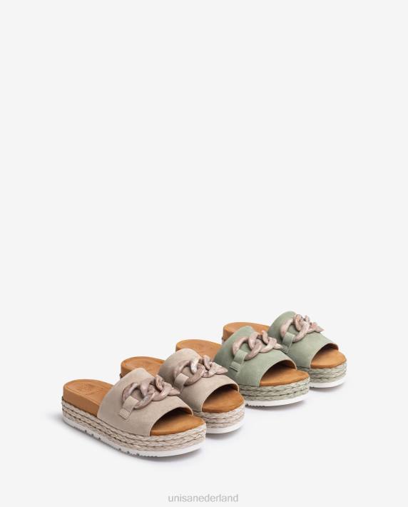 Unisa 02B0811 sandaal met kettingversiering vrouwen beige