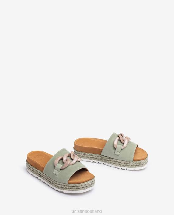 Unisa 02B0812 sandaal met kettingversiering vrouwen groente