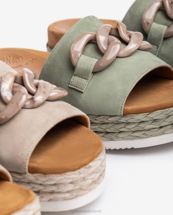 Unisa 02B0812 sandaal met kettingversiering vrouwen groente