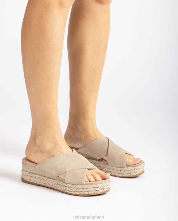 Unisa 02B0813 suède sandaal met gekruiste bandjes vrouwen beige