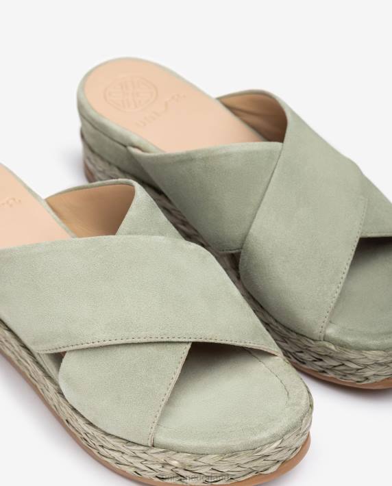 Unisa 02B0814 suède sandaal met gekruiste bandjes vrouwen groente