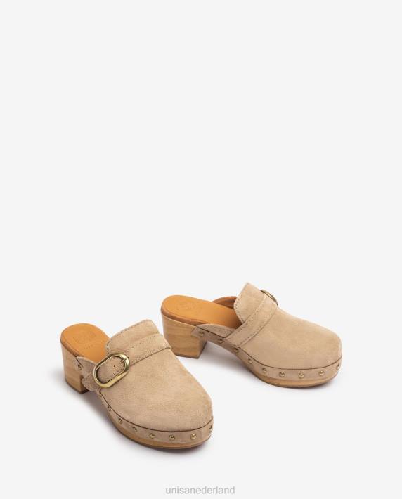 Unisa 02B0816 muiltje met gesp en studs vrouwen beige