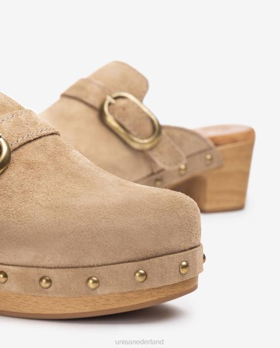 Unisa 02B0816 muiltje met gesp en studs vrouwen beige