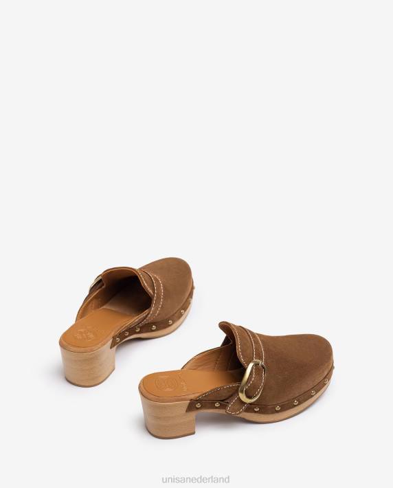 Unisa 02B0817 muiltje met gesp en studs vrouwen bruin
