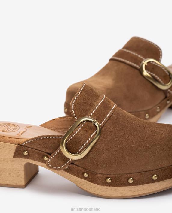Unisa 02B0817 muiltje met gesp en studs vrouwen bruin