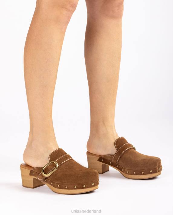 Unisa 02B0817 muiltje met gesp en studs vrouwen bruin