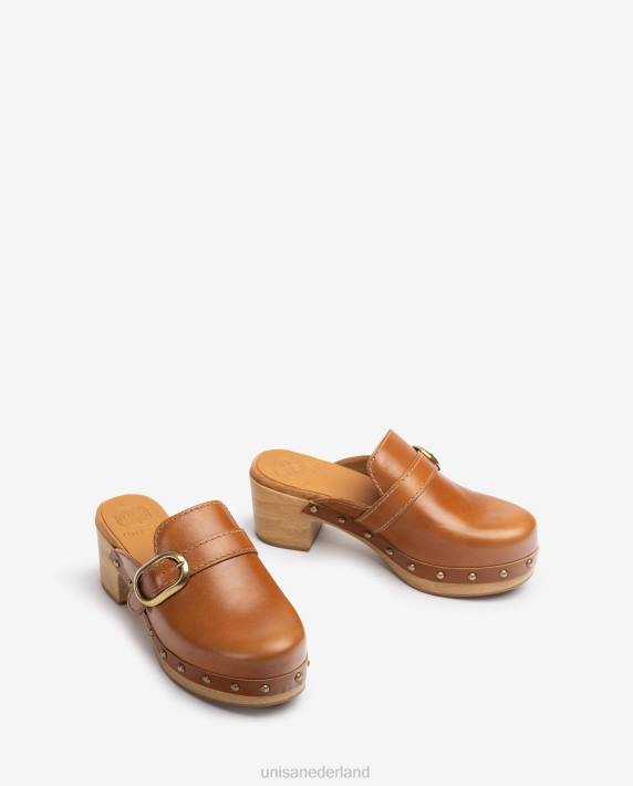 Unisa 02B0818 muiltje met gesp en studs vrouwen bruin