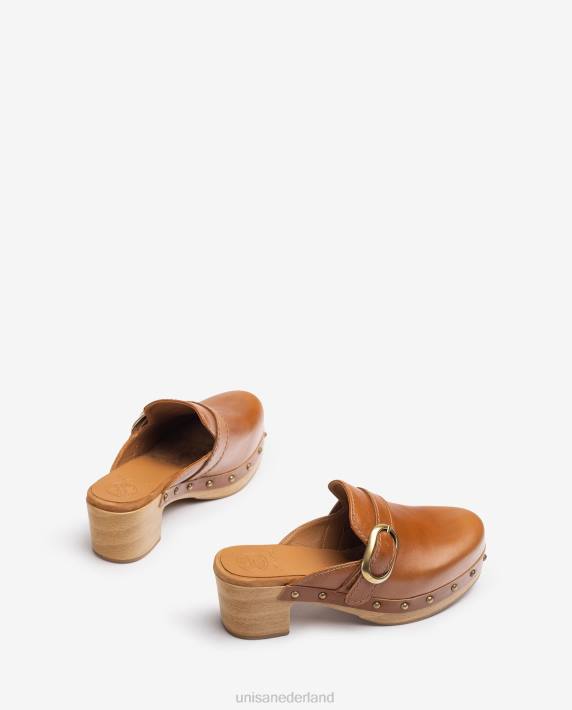 Unisa 02B0818 muiltje met gesp en studs vrouwen bruin