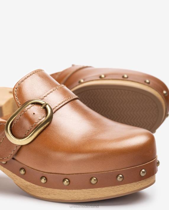 Unisa 02B0818 muiltje met gesp en studs vrouwen bruin