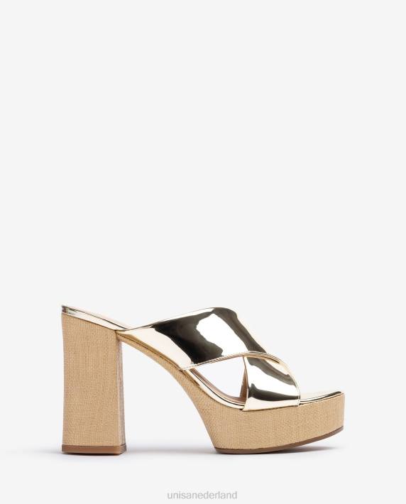 Unisa 02B0826 brede sandaal met gekruiste bandjes vrouwen bevallig