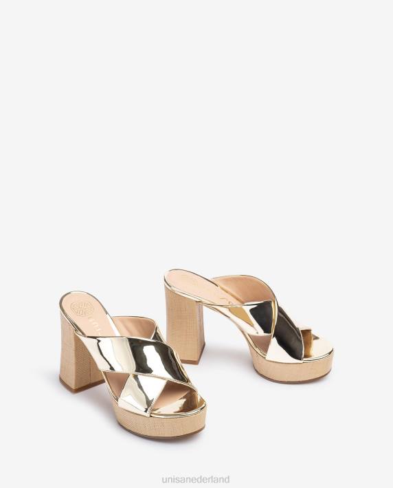 Unisa 02B0826 brede sandaal met gekruiste bandjes vrouwen bevallig