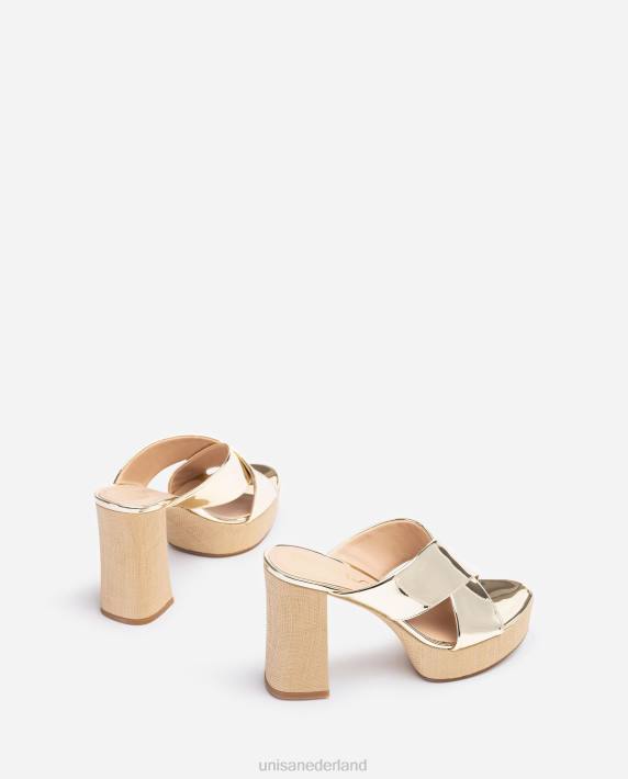 Unisa 02B0826 brede sandaal met gekruiste bandjes vrouwen bevallig