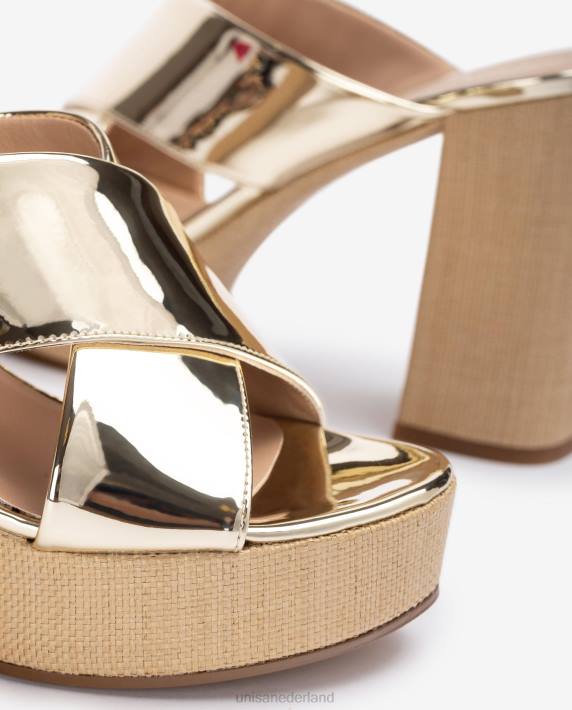 Unisa 02B0826 brede sandaal met gekruiste bandjes vrouwen bevallig