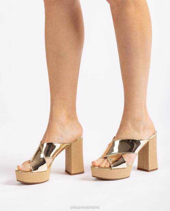 Unisa 02B0826 brede sandaal met gekruiste bandjes vrouwen bevallig