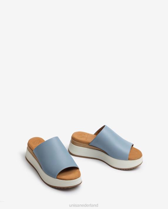 Unisa 02B0829 sandaal met een sleehak en een brede voorvoet vrouwen blauw