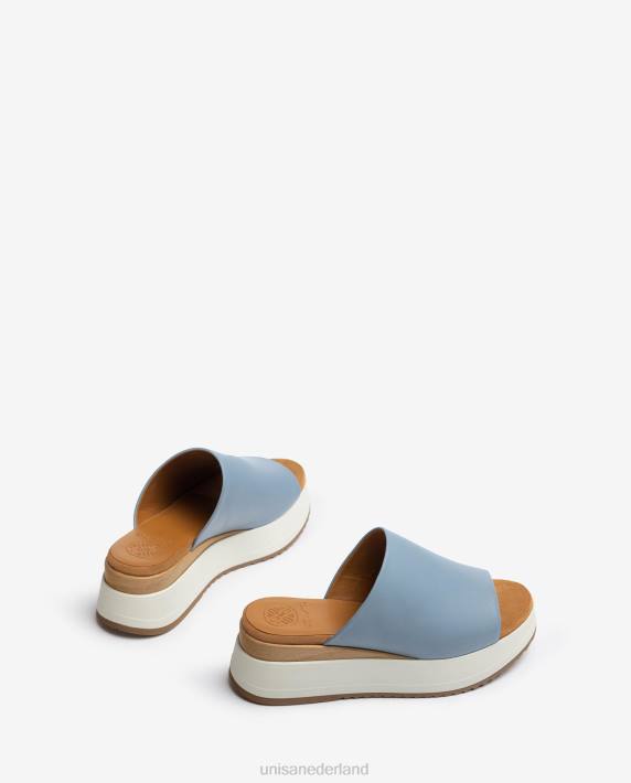 Unisa 02B0829 sandaal met een sleehak en een brede voorvoet vrouwen blauw