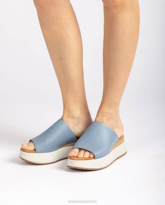 Unisa 02B0829 sandaal met een sleehak en een brede voorvoet vrouwen blauw