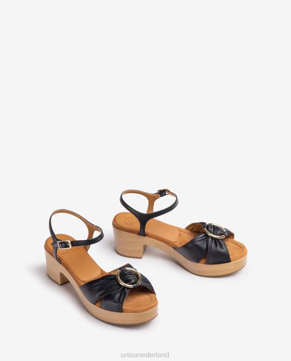 Unisa 02B0118 sandaal met ronde neus en bies vrouwen zwart
