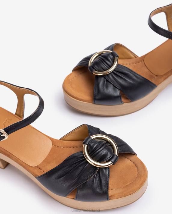 Unisa 02B0118 sandaal met ronde neus en bies vrouwen zwart