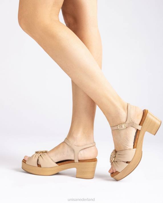 Unisa 02B0119 sandaal met ronde neus en bies vrouwen beige