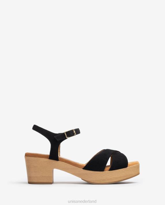 Unisa 02B0122 sandaal met kruisband vrouwen zwart