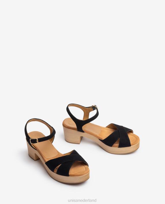 Unisa 02B0122 sandaal met kruisband vrouwen zwart